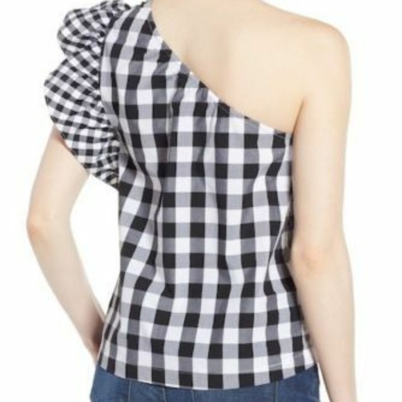 J. Crew Maybe One-Shoulder Mix Gingham Top - Picture 2 of 8